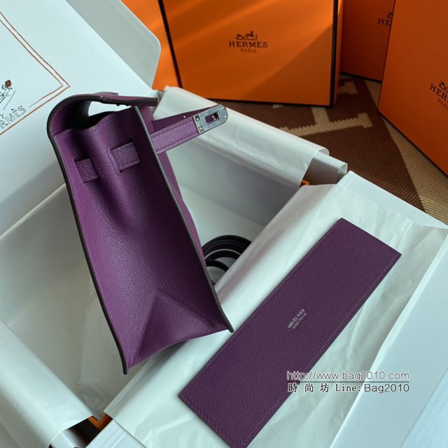 Hermes女包 愛馬仕Kelly DanSe包 海葵紫金銀扣 evercolor皮 進口密蠟線全手工 Hermes跳舞包  tdh2203